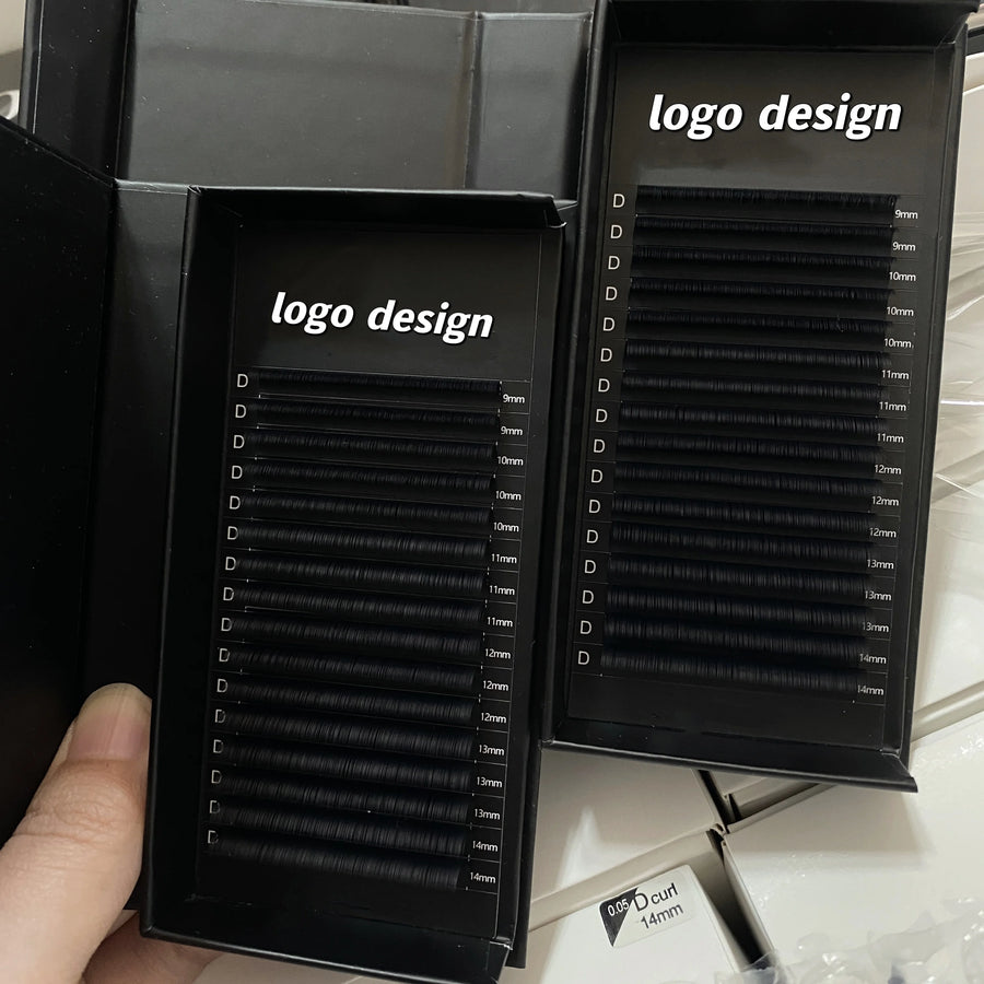 Premium Soft Matte Dark Black Mega Volume 0.03 0.05 0.07 High Quality Cashmere Lash Tray Wholesale Eyelash Extension Trays